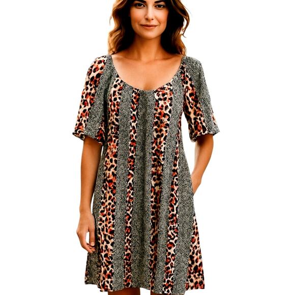 Tiana Medium Brown Women's Short  Sleeve Maxi BOHO Dress Miss Size 8 10 - Picture 1 of 5